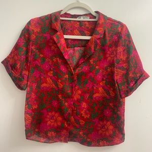 Zara TRF Floral Shirt-Sleeve Button Down
